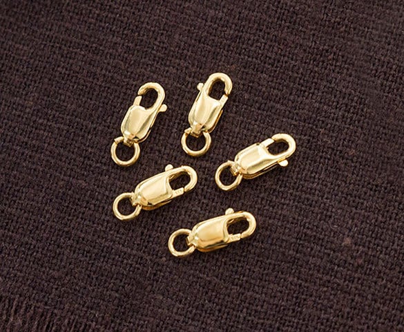 5 of 925 Sterling Silver Gold Vermeil Style Lobster Clasps 8 Mm. :vm0822