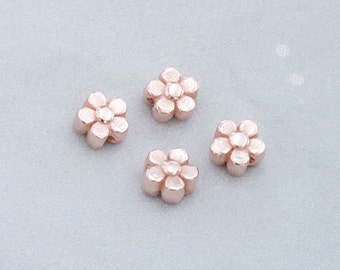 4 of Sterling Silver  Rose Gold  Vermeil Style Little Flower Beads 5mm. :pg0221