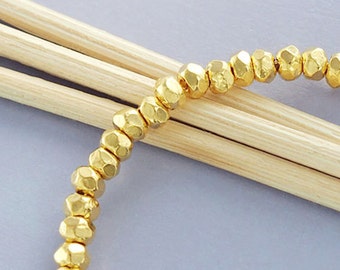 20 of Karen Hill Tribe Gold Vermeil Style Facet Rondelle Beads 3.9x2.5 mm.  :vm0545