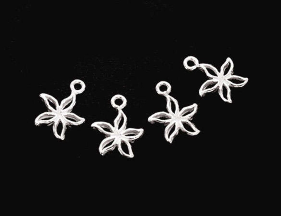 4 of 925 Sterling Silver Flower Charms 10mm. :th2584 - Etsy