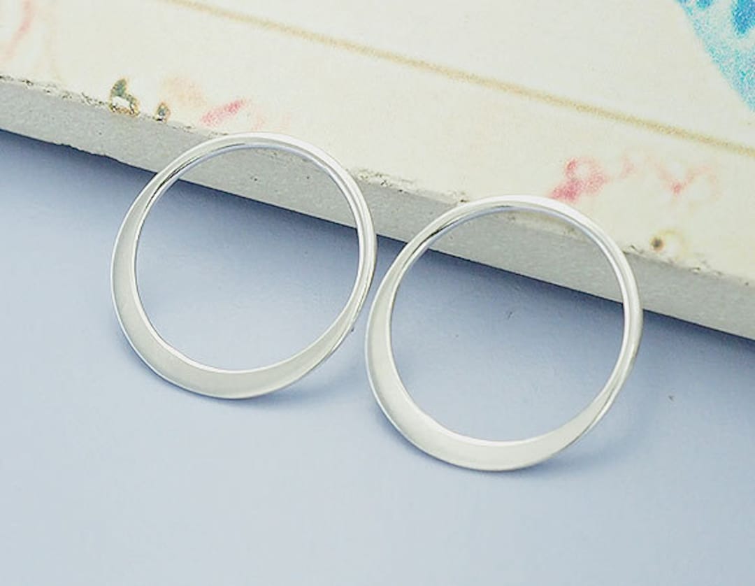 4 of 925 Sterling Silver Circle Links, Connectors 15 Mm. :tk0016