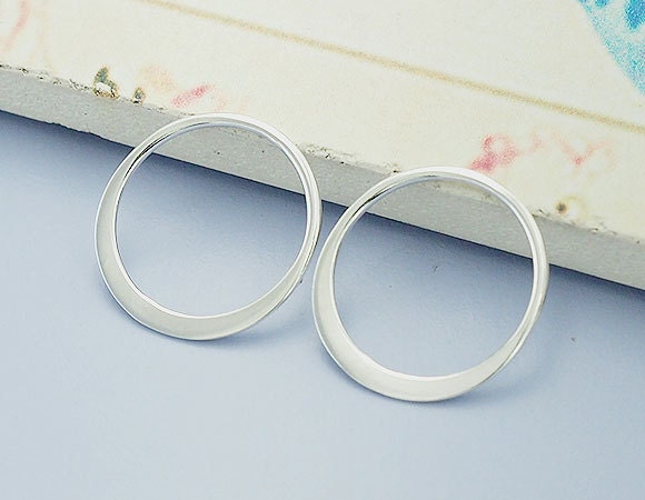 4 of 925 Sterling Silver Circle Links, Connectors 15 Mm. :tk0016