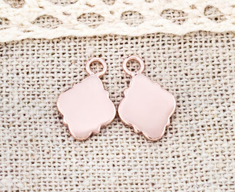 2 of 925 Sterling Silver Rose Gold Vermeil Style Moroccan Style Drop Charms 8x11mm pg0351 Polish Finished