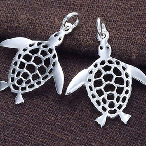 2 of 925 Sterling Silver Turtle Pendants 20x23mm.polish Etsy