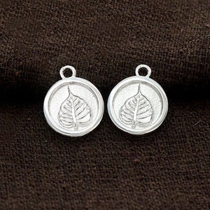 2 of 925 Sterling Silver Bodhi Printed Charms 10.7mm. :tm0202