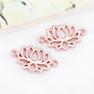 2 eslabones estilo loto en plata de ley 925 con baño de oro rosa vermeil, conectores de 8 x 12 mm. :pg0170