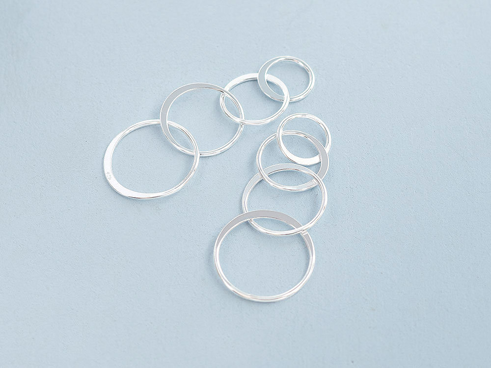 2 of 925 Sterling Silver Four Linked Circle Rings Charms
