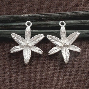 2 of 925 Sterling Silver Lily Flower Pendants  15x17mm. Matte Finished   :tm0192