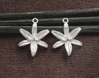 2 of 925 Sterling Silver Lily Flower Pendants  15x17mm. Matte Finished   :tm0192