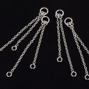 2 Pairs of 925 Sterling Silver Dangling Chain Connectors 20-28 mm. :th2461