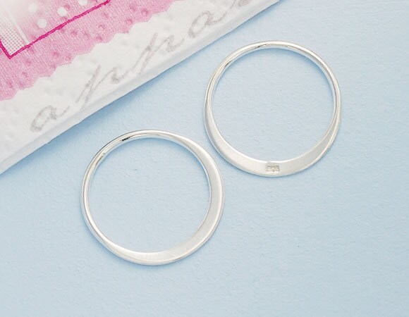 4 of 925 Sterling Silver Circle Links, Connectors 15 Mm. :tk0016