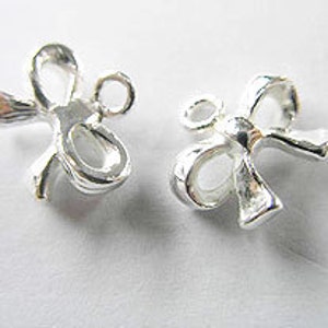 2 of 925 Sterling Silver Bow Charms 8x11 mm. :th1612 image 2