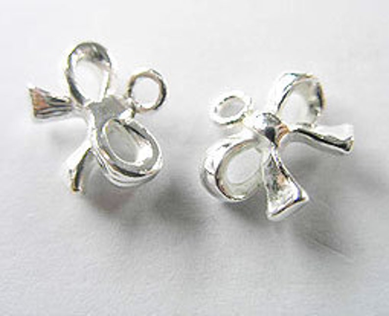 2 of 925 Sterling Silver Bow Charms 8x11 mm. :th1612 image 2