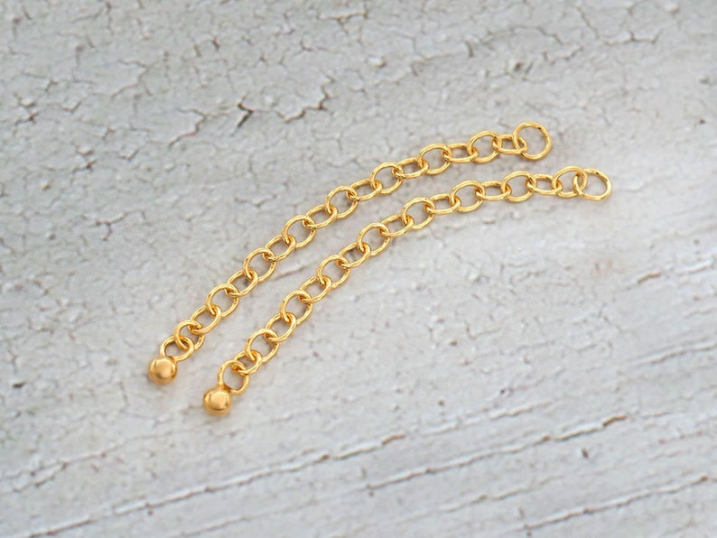 2 of 925 Sterling Silver Gold Vermeil Style Extension Chains Etsy