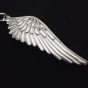 1 of 925 Sterling Silver Angel Wing Pendant  11.5x39mm. :th1741