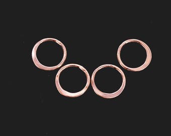 4 of 925 Sterling Silver Rose Gold Vermeil Style Circle Links, Connectors 9 mm. Polish Finished  :pg0535
