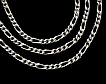 sintaroページ 925 Sterling Silver Figaro Chain 3MM, 4MM, 5.5MM Diamond-Cut