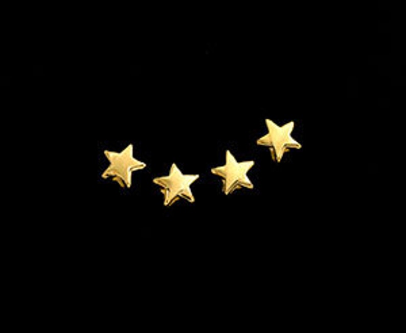4 of Sterling Silver Gold Vermeil Style Star Beads 5mm :vm0859