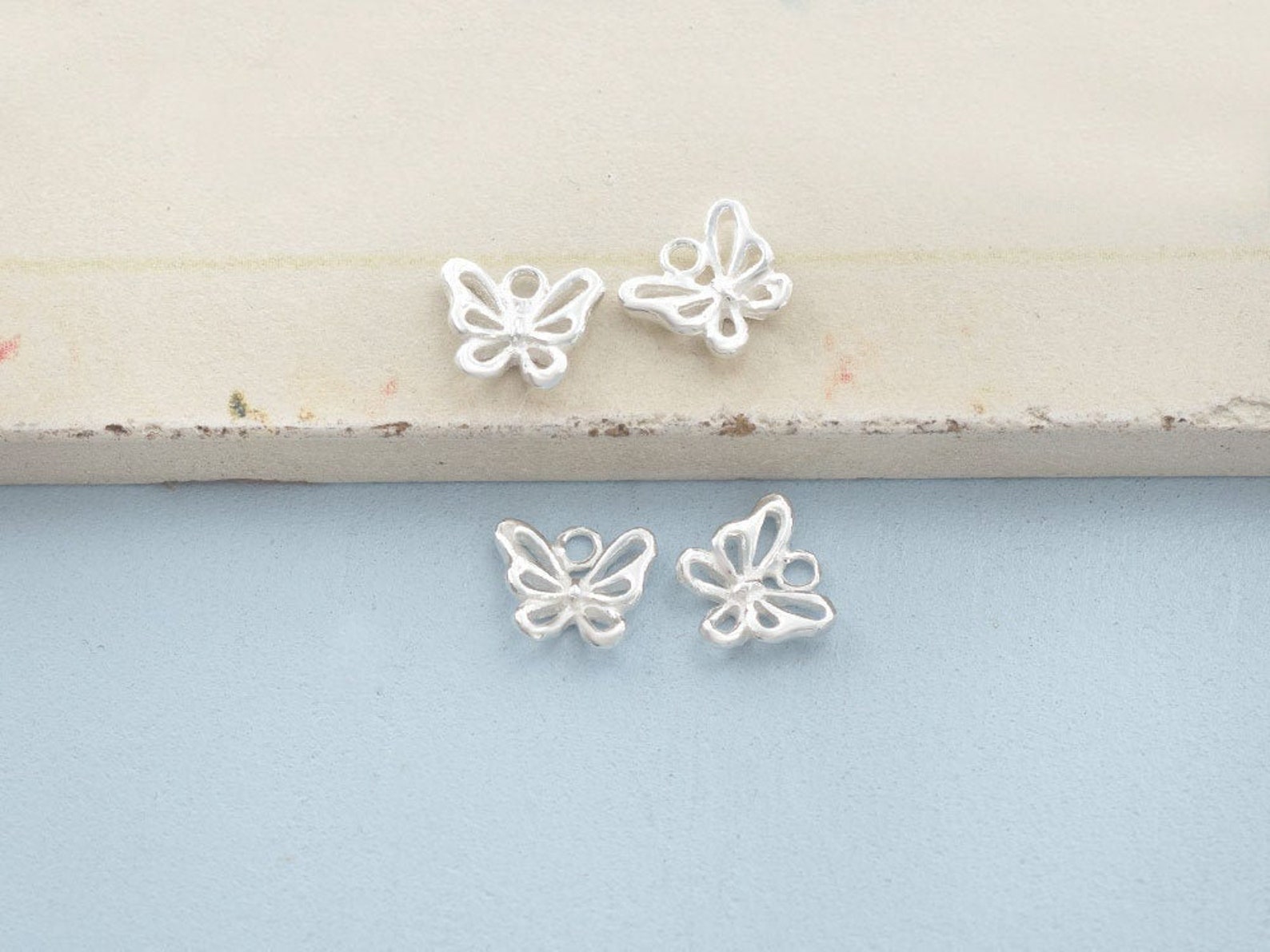 4 of 925 Sterling Silver Small Butterfly Charms 6.5x8 Mm. Etsy