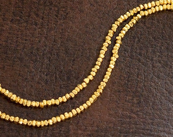 195 of Karen hill tribe Silver Gold Vermeil Style Faceted Seed Beads 1.2 mm. 8 &quot; ,  tiny beads  :vm1094
