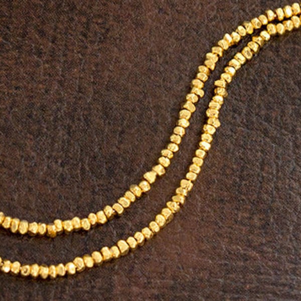 195 of Karen hill tribe Silver Gold Vermeil Style Faceted Seed Beads 1.2 mm. 8 " ,  tiny beads  :vm1094