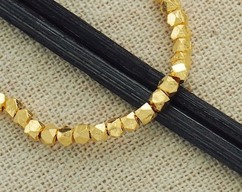 30 of Karen hill tribe Silver Gold Vermeil Style Faceted Nugget Beads 2.5mm.  :vm0011