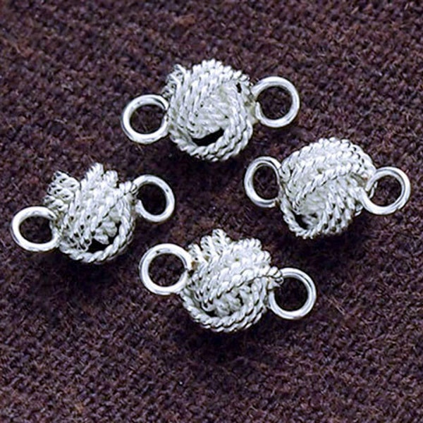 4 of 925 Sterling Silver Twist Wire Love Knot Links, Connectors 6x9mm.  :tk0048