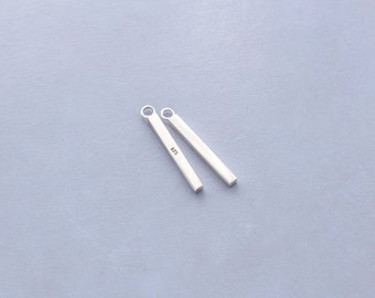2 of 925 Sterling Silver Rectangle Stick Charms 2.4x20mm