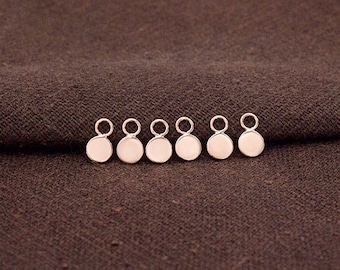 6 of 925 Sterling Silver Rose Gold Vermeil Style Round Disc Tag Charms 4 mm. , Polish Finished  :pg0576