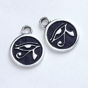 2 of 925 Sterling Silver Eye Of Horus Print Charms 9.8mm. :tm0098