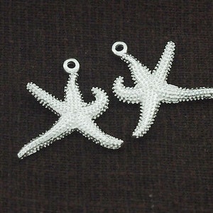 2 of 925 Sterling Silver Starfish Charms 18x19mm. :th2418