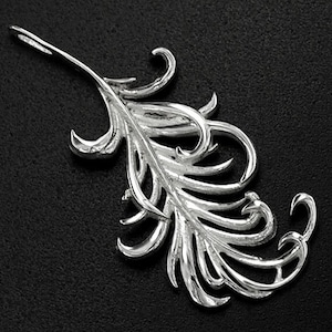 1 of 925 Sterling Silver Feather Pendant 14x30mm. Polish Finished. :tm0053