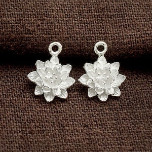 2 of 925 Sterling Silver Flower Charms  11mm. Matte Finish. :tm0198
