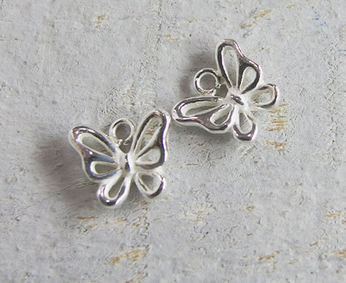 4 of 925 Sterling Silver Small Butterfly Charms 6.5x8 Mm. Etsy