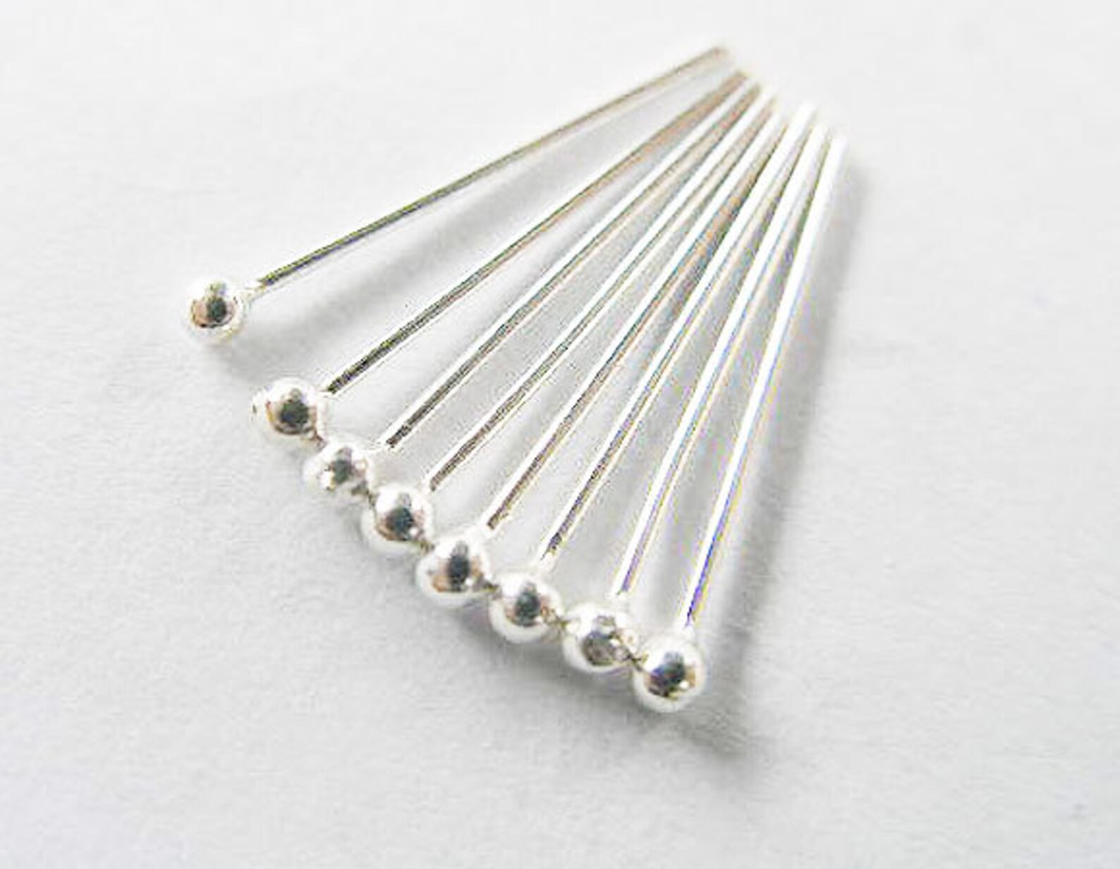 40 of 925 Sterling Silver Head Pins 15x0.5 Mm. th1568 Etsy