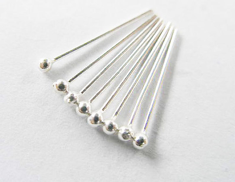 40 of 925 Sterling Silver Head Pins 15x0.5 Mm. th1568 Etsy