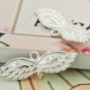 2 of 925 Sterling Silver Angel Wing  Links, Connectors 5x20 mm :th2136