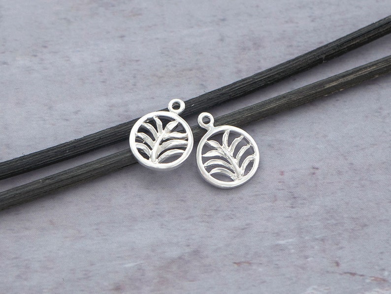 Polish Finished :tm0173 2 of 925 Sterling Silver Palm Branch Charms 11.5mm