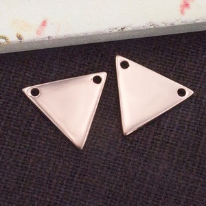 2 of 925 Sterling Silver Rose Gold  Vermeil Style Triangle Links, Connectors 12mm.  :pg0204