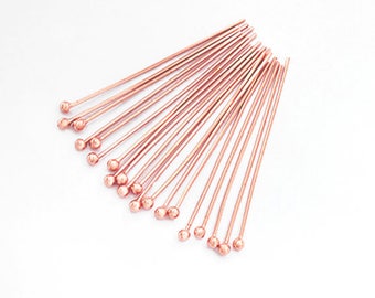 20 of Sterling Silver Rose Gold  Vermeil Style Head Pins 30x0.5 mm.  :pg0621