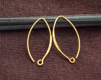 2 pairs of 925 Sterling Silver Gold Vermeil Style Earwires 10x23 mm. :vm1058