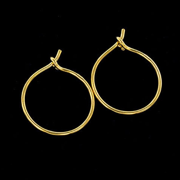 2 pairs of Sterling Silver Gold Vermeil Style Hoop Earrings 15mm.  :vm0893