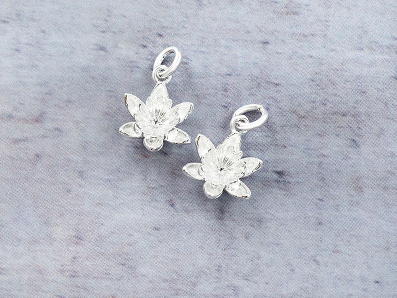 2 of 925 Sterling Silver Lotus Charms 11mm. Matte Finish. - Etsy