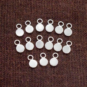 15 of 925 Sterling Silver  Round Tag Charms 4mm :tk0179