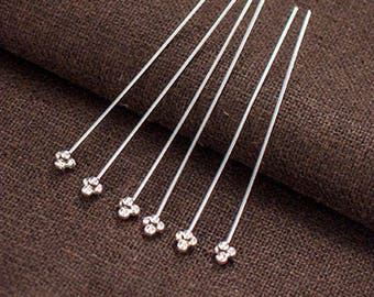 20 of 925 Sterling Silver Head Pins 40 mm. #25 AWG  :th2617