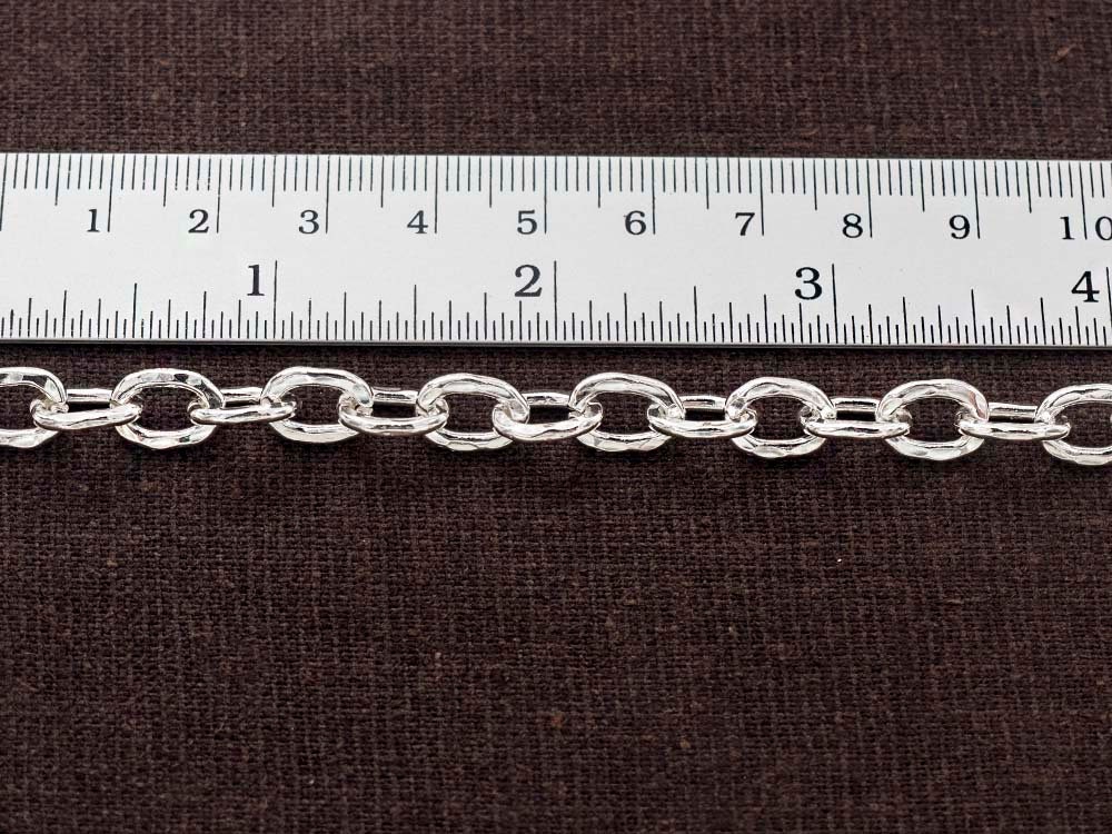 7 Inches of Karen Hill Tribe Silver Hammered Oval Opened