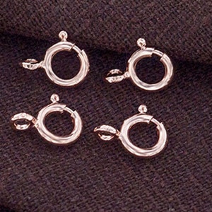4 of 925 Sterling Silver Rose Gold  Vermeil Style Spring Ring Clasps 7 mm.  :pg0349