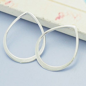 4 of 925 Sterling Silver Flat Pear Links, Connectors 16x19 mm. :tk0012