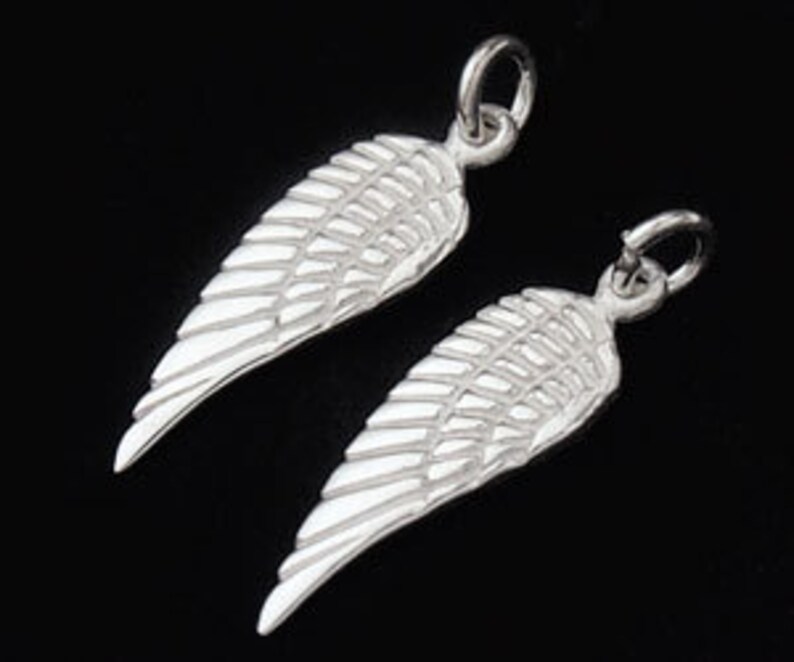2 of 925 Sterling Silver Angel Wing Charms 7x18mm. th1828 Etsy