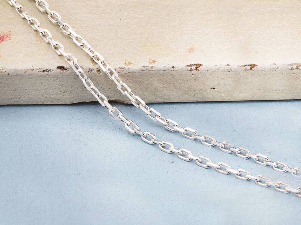925 Solid Sterling Silver Flat Cable Chain – 1.3mm, 10 Continuous Feet, Bulk Footage!